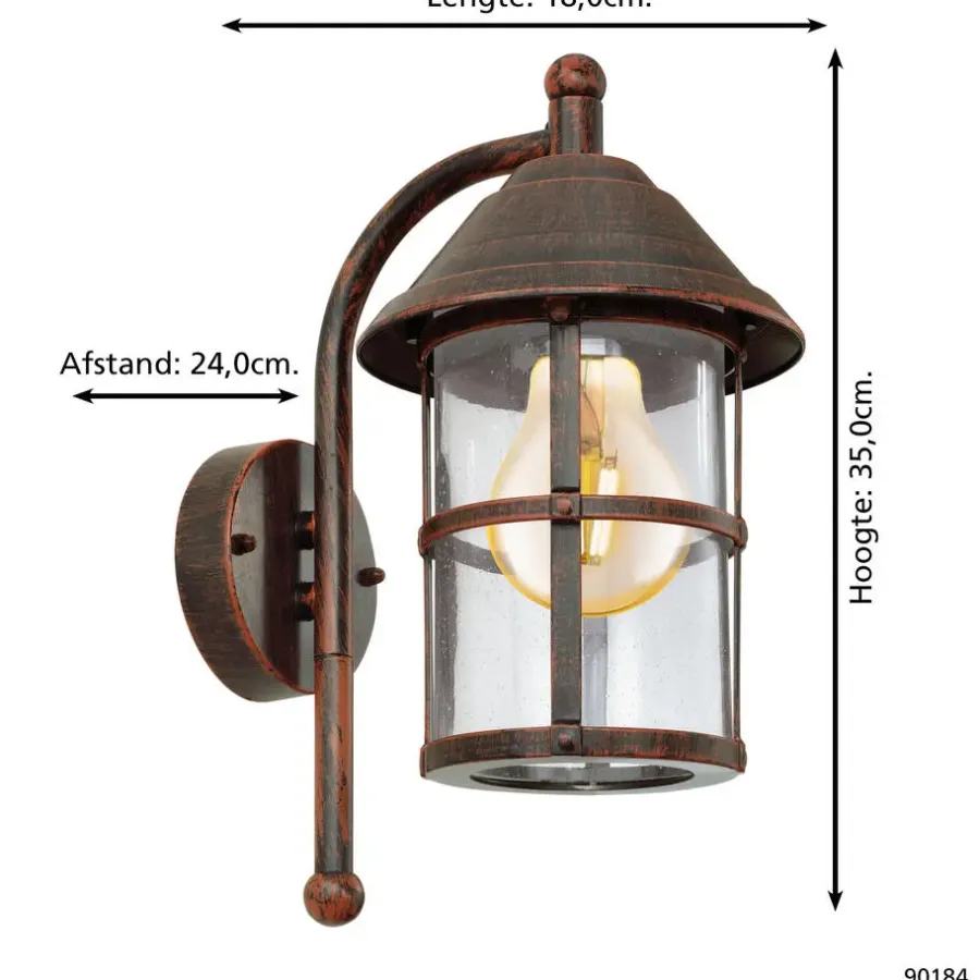 Wandlampen-EGLO SanTelmo-Buitenverlichting-Wandlamp-Antiek-Bruin-Helder