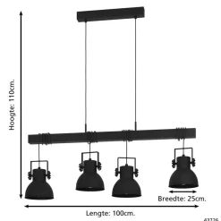 Hanglampen-EGLO ShirebrookHanglamp-E27-100cm-Zwart
