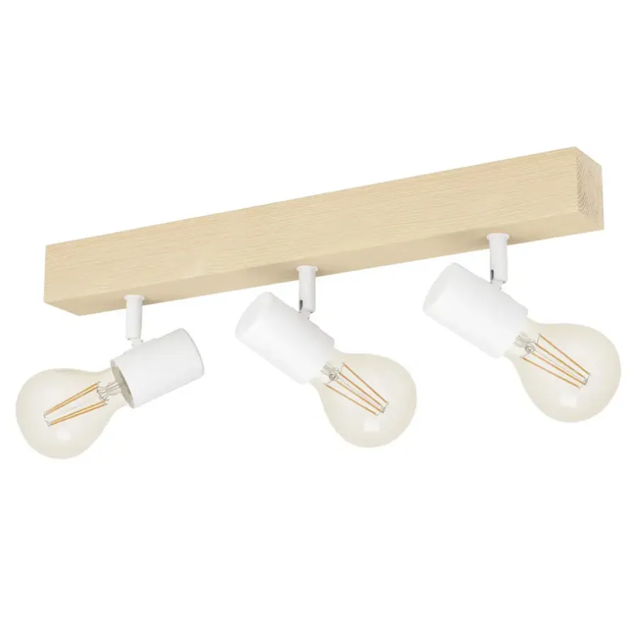 EGLO Townshend3-Plafondlamp-3-lichts-E27-eikenhout/wit