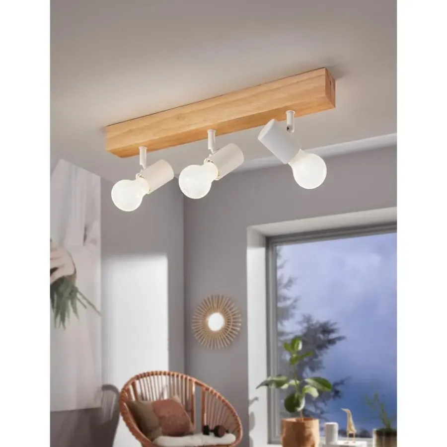 EGLO Townshend3-Plafondlamp-3-lichts-E27-eikenhout/wit