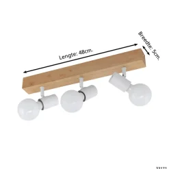 EGLO Townshend3-Plafondlamp-3-lichts-E27-eikenhout/wit