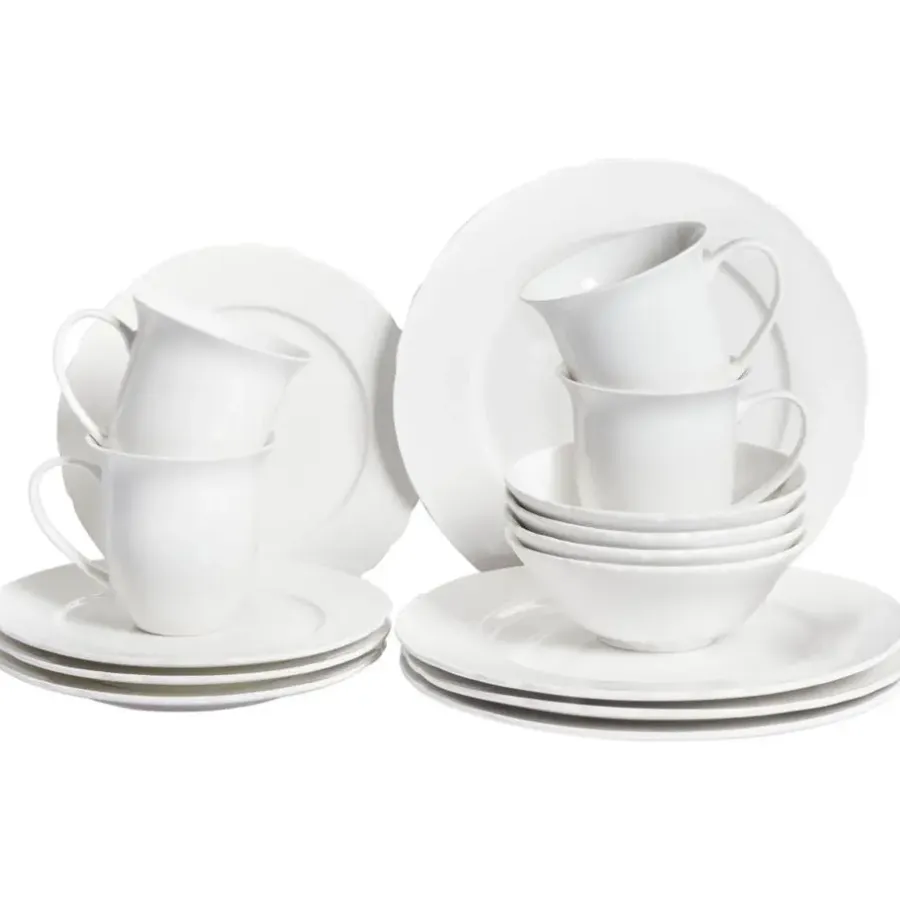 Leen Bakker ELDERBERRY - Servies set van 16 - Wit - Porselein
