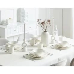Leen Bakker ELDERBERRY - Servies set van 16 - Wit - Porselein