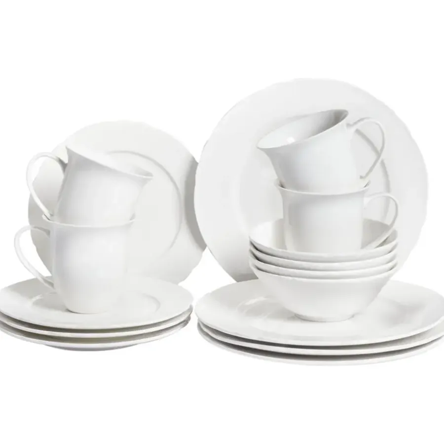 Leen Bakker ELDERBERRY - Servies set van 16 - Wit - Porselein