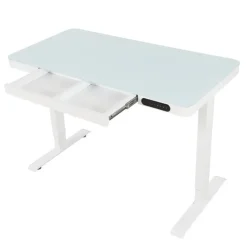 Zit-Sta-Bureaus-IVOL Elektrisch verstelbaar bureau / thuiswerkplek - 120x60 cm - Glas wit