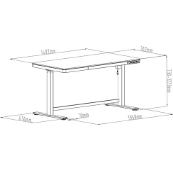 Bureaus-Euroseats Elektrisch verstelbaar bureau / thuiswerkplek - 140x70 cm - Whitewash eiken - Z