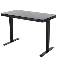 Zit-Sta-Bureaus-IVOL Elektrisch verstelbaar bureau / thuiswerkplek - 120x60 cm - Glas zwar