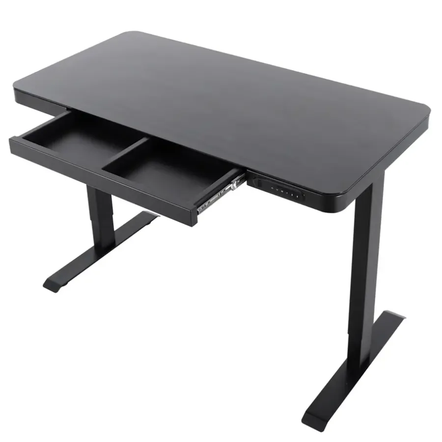 Zit-Sta-Bureaus-IVOL Elektrisch verstelbaar bureau / thuiswerkplek - 120x60 cm - Glas zwar