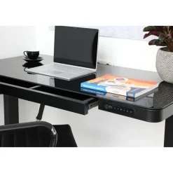 Zit-Sta-Bureaus-IVOL Elektrisch verstelbaar bureau / thuiswerkplek - 120x60 cm - Glas zwar