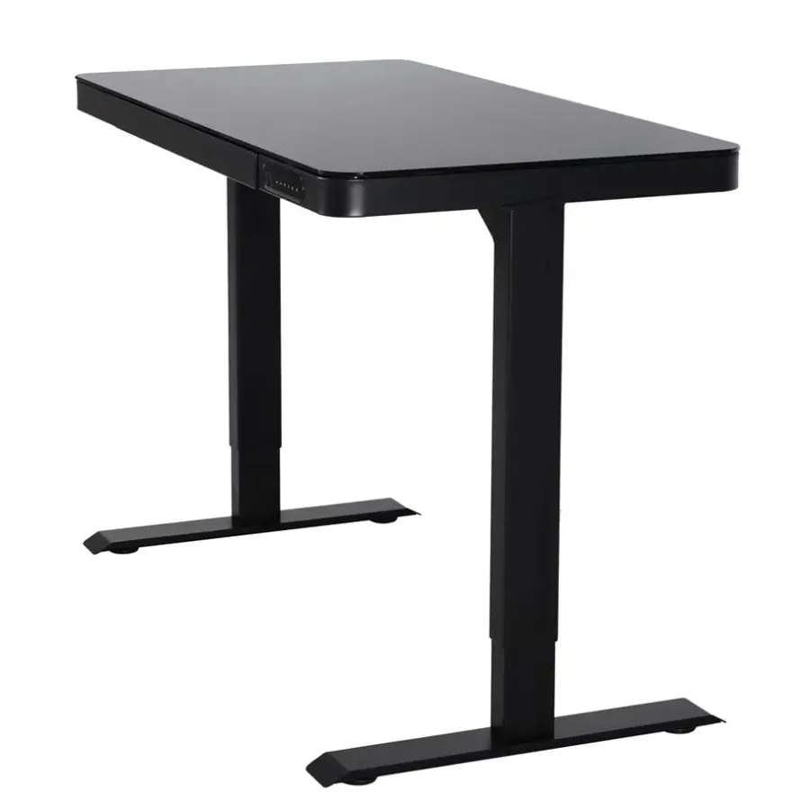 Zit-Sta-Bureaus-IVOL Elektrisch verstelbaar bureau / thuiswerkplek - 120x60 cm - Glas zwar