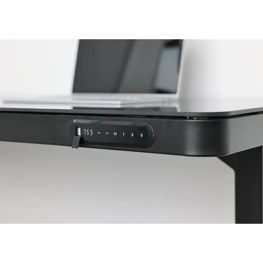 Zit-Sta-Bureaus-IVOL Elektrisch verstelbaar bureau / thuiswerkplek - 120x60 cm - Glas zwar