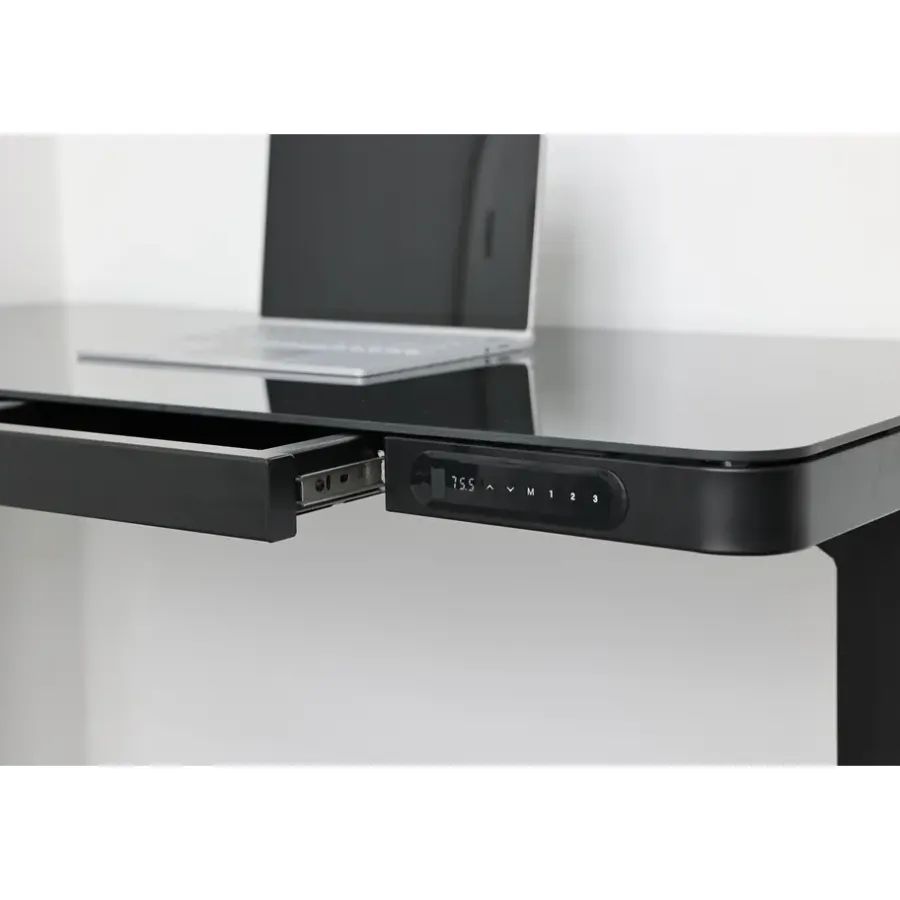 Zit-Sta-Bureaus-IVOL Elektrisch verstelbaar bureau / thuiswerkplek - 120x60 cm - Glas zwar
