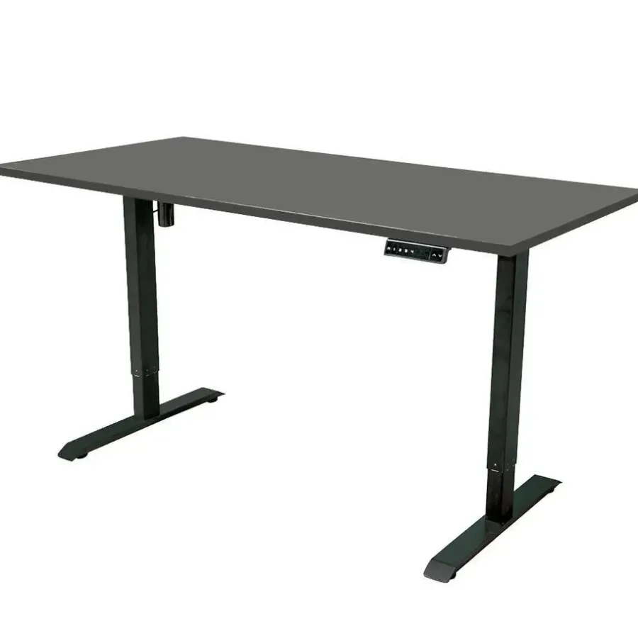IVOL Elektrisch verstelbaar bureau - 160x80 cm - Single motor - Zwart / Antraciet