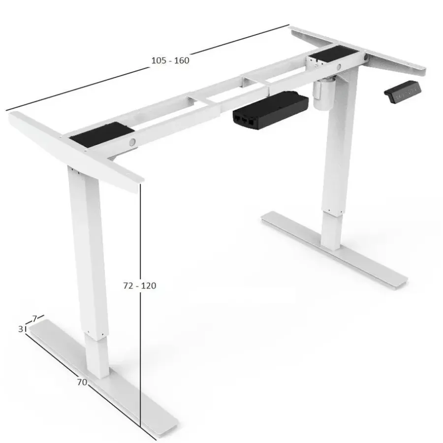 IVOL Elektrisch verstelbaar bureau - 160x80 cm - Single motor - Zwart / Antraciet