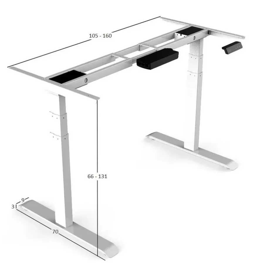 Zit-Sta-Bureaus-IVOL Elektrisch verstelbaar bureau - 180x80 cm - Dual motor - Zwart / Antraciet