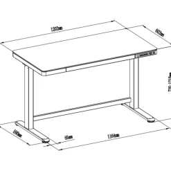 Zit-Sta-Bureaus-Euroseats Elektrisch verstelbaar bureau / thuiswerkplek - 120x60 cm - Glas zwart