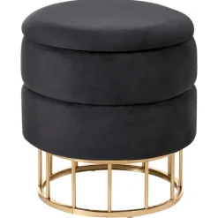 Poefen-Leen Bakker ELGIN - Poef - Zwart - 37 cm - Fluweel