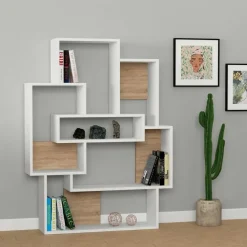Boekenkasten|Boekenkasten-Emob Boekenplank Woody Fashion - 101 x 22 x 132 cm - Eiken-wit-design