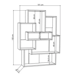 Boekenkasten|Boekenkasten-Emob Boekenplank Woody Fashion - 101 x 22 x 132 cm - Eiken-wit-design