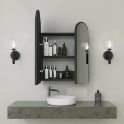 Emob Houten Zwart Badkamerkastje - 100% MDF - 45 cm Hoogte
