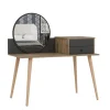 Kaptafels-Emob Make-uptafel Woody Fashion - 120 x 60 x 96 cm - Walnut Anthracite-design