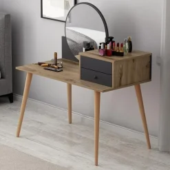 Kaptafels-Emob Make-uptafel Woody Fashion - 120 x 60 x 96 cm - Walnut Anthracite-design