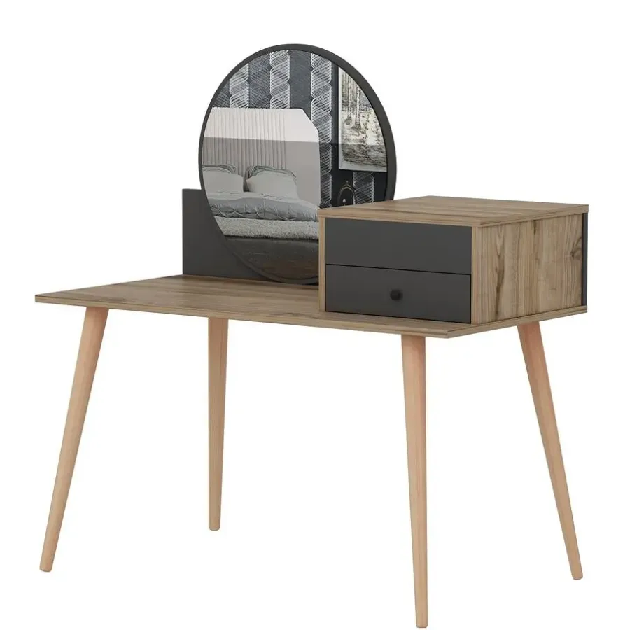 Kaptafels-Emob Make-uptafel Woody Fashion - 120 x 60 x 96 cm - Walnut Anthracite-design