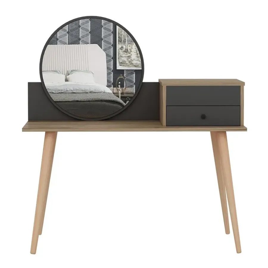 Kaptafels-Emob Make-uptafel Woody Fashion - 120 x 60 x 96 cm - Walnut Anthracite-design