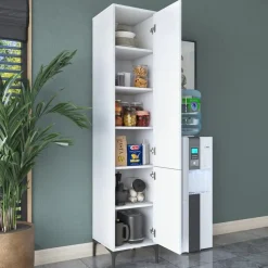 Hoge Kasten-Emob Multifunctionele kast Woody Fashion - 40 x 40 x 199 cm - Wit