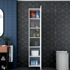 Hoge Kasten-Emob Multifunctionele kast Woody Fashion - 40 x 40 x 199 cm - Wit