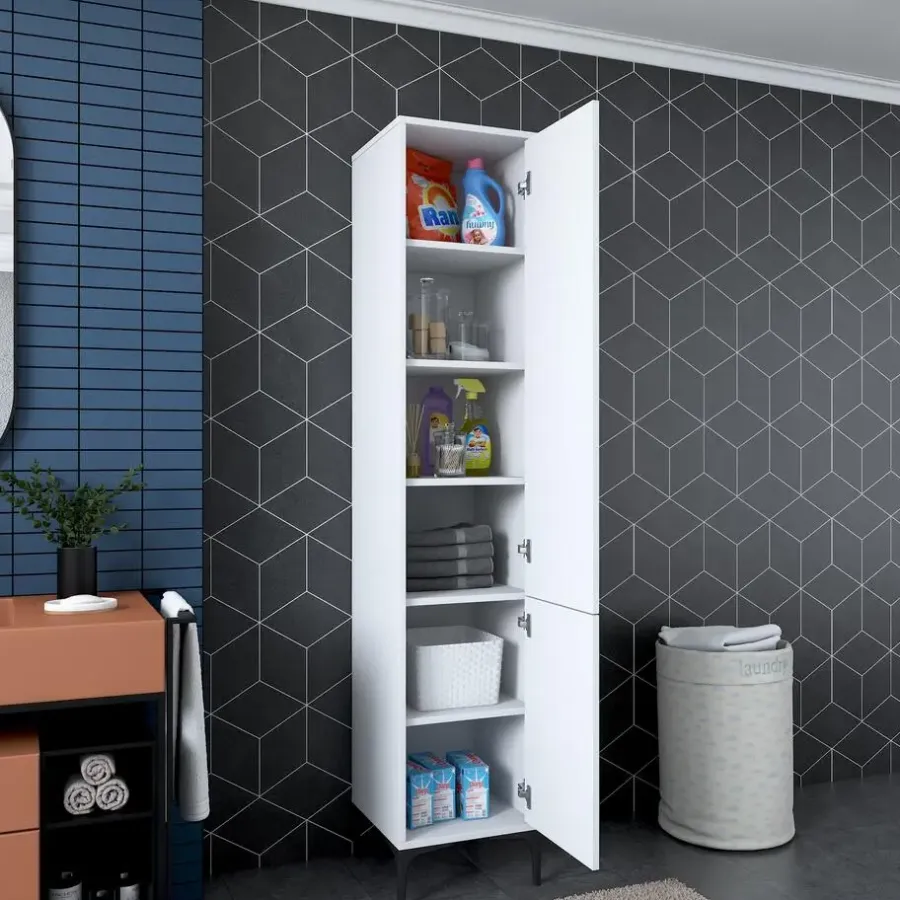 Hoge Kasten-Emob Multifunctionele kast Woody Fashion - 40 x 40 x 199 cm - Wit