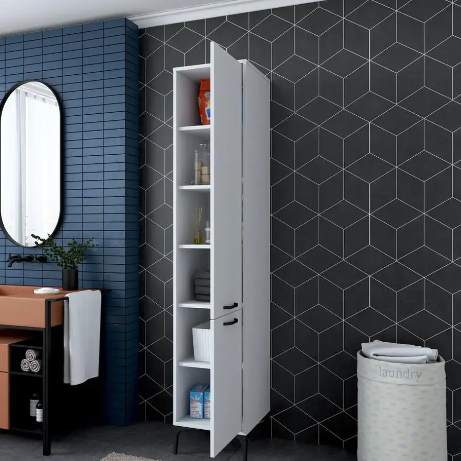 Hoge Kasten-Emob Multifunctionele kast Woody Fashion - 40 x 40 x 199 cm - Wit