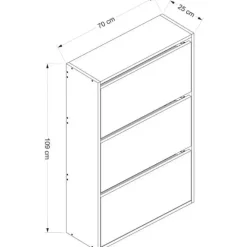 Schoenenkasten-Emob Woody Fashion Schoenenkast - 18mm Dik, 70x109x25cm - Wit