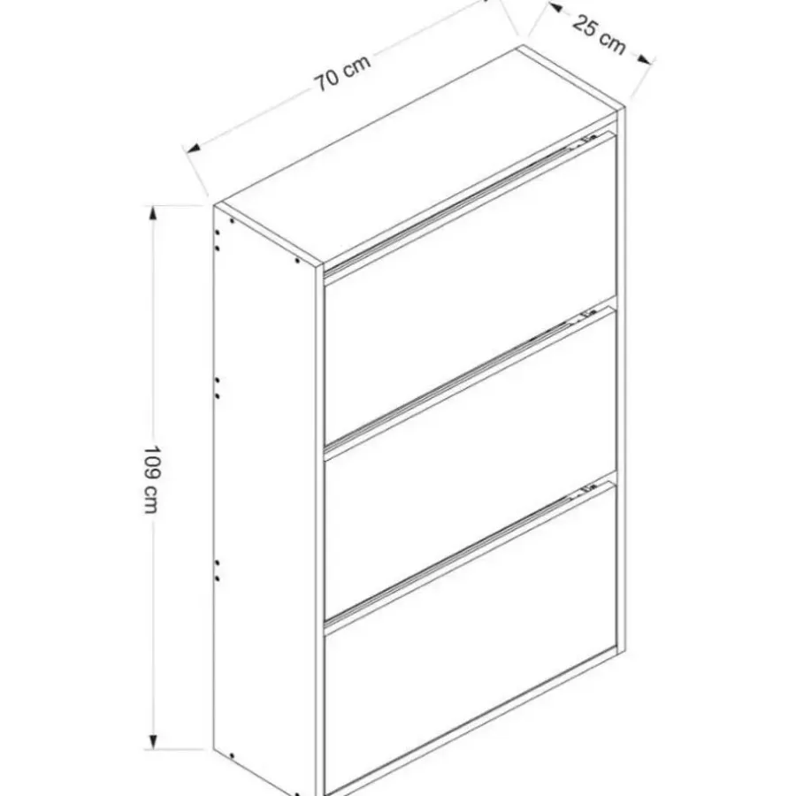 Schoenenkasten-Emob Woody Fashion Schoenenkast - 18mm Dik, 70x109x25cm - Wit