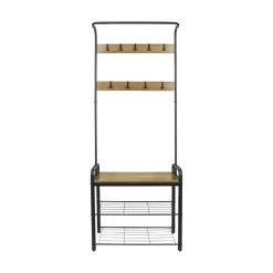 Kapstokken-Erro Kapstok met schoenenrek - 72x34x183cm