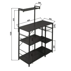 Erro Keukenrek - opbergrek keuken - 90x40x132cm - zwart