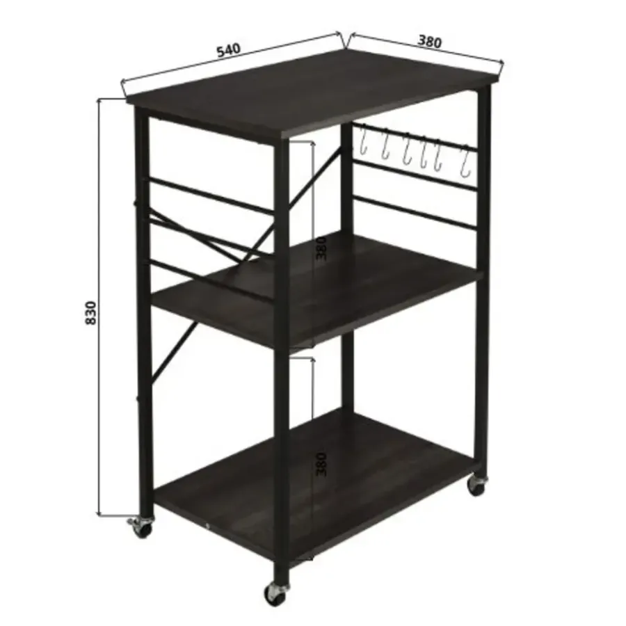 Erro Serveerwagen - keukentrolley - 60x40x89 cm - zwart