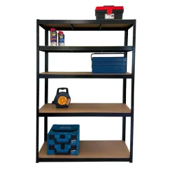 Stellingkasten-Erro Stellingkast zwart - 120cm breed - Metalen opbergrek - 176x120x40