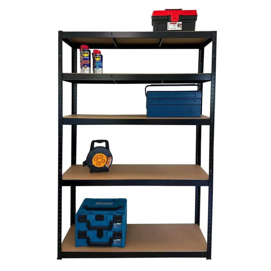 Stellingkasten-Erro Stellingkast zwart - 120cm breed - Metalen opbergrek - 176x120x40