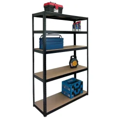 Stellingkasten-Erro Stellingkast zwart - 120cm breed - Metalen opbergrek - 176x120x40