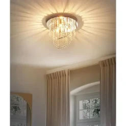 Kroonluchters-Beliani ESMELLE - Kroonluchter - Zilver - ⌀ 35 cm - Kristal