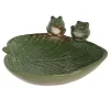 Tuindecoratie-Esschert Design Vogelbad/voederschaal - blad - steen - ca. D23 cm