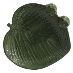 Tuindecoratie-Esschert Design Vogelbad/voederschaal - blad - steen - ca. D23 cm
