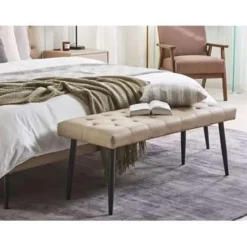 Beliani ESSONNE - Hocker - Beige - Kunstleer