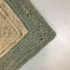Vloerkleden|Jute Vloerkleden-Eva Interior Eva Interieur Vloerkleed Jute - Naturel/Groen - 140x190