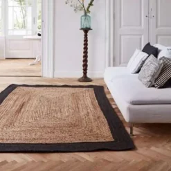 Jute Vloerkleden-Eva Interior Eva Interieur Vloerkleed Jute - Naturel/Antraciet - 140x190