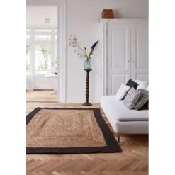 Jute Vloerkleden-Eva Interior Eva Interieur Vloerkleed Jute - Naturel/Antraciet - 140x190