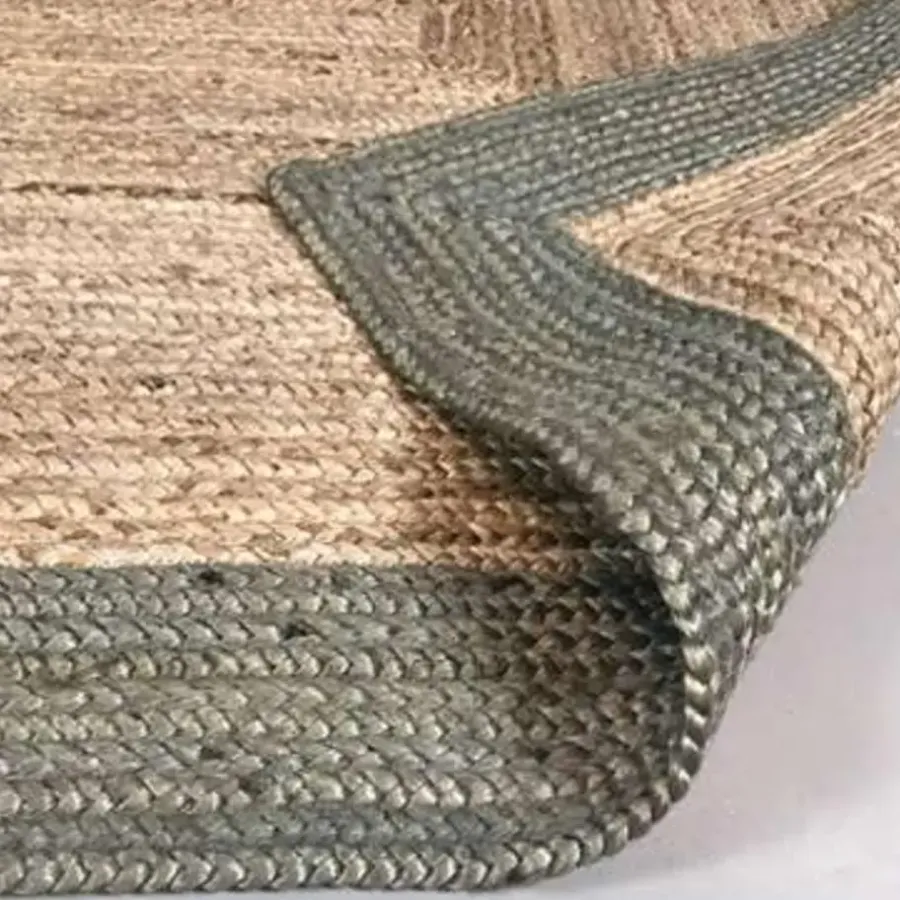 Jute Vloerkleden-Eva Interior Eva Interieur Vloerkleed Jute - Naturel/Groen - 160x230