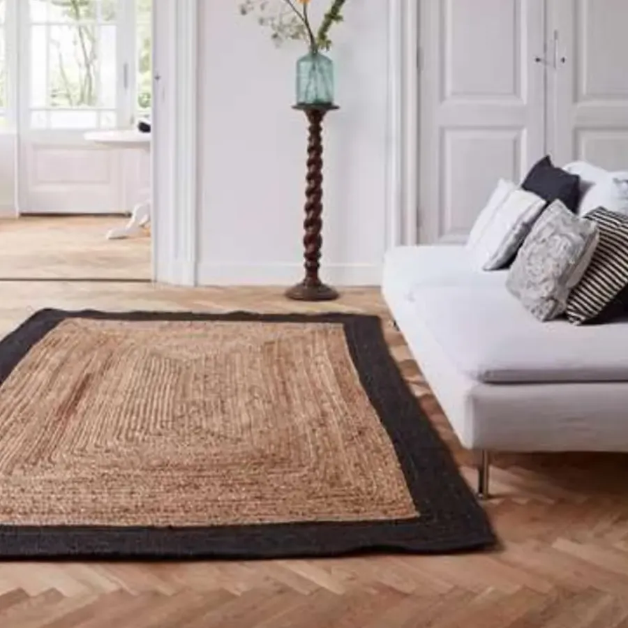 Jute Vloerkleden-Eva Interior Eva Interieur Vloerkleed Jute - Naturel/Antraciet - 190x290