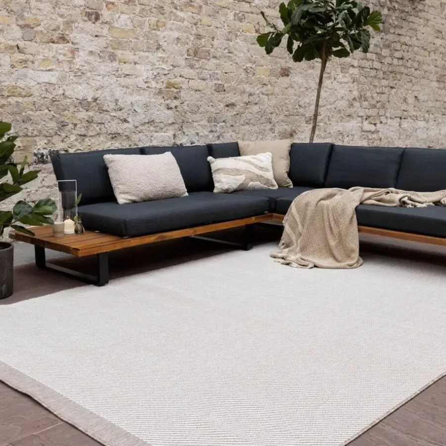 Eva Interior Buitenkleed Border Naturel/wit - 230 x 160 cm